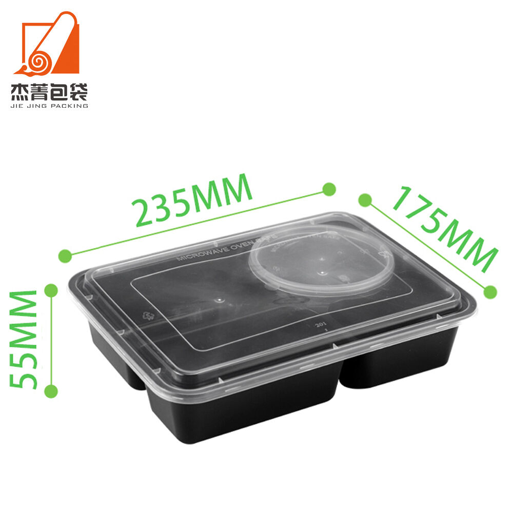 S3+1* Disposable PP Plastic Four Compartments Square Round Cafeteria Set Meal Takeaway Large Capacity Deep Packing Box