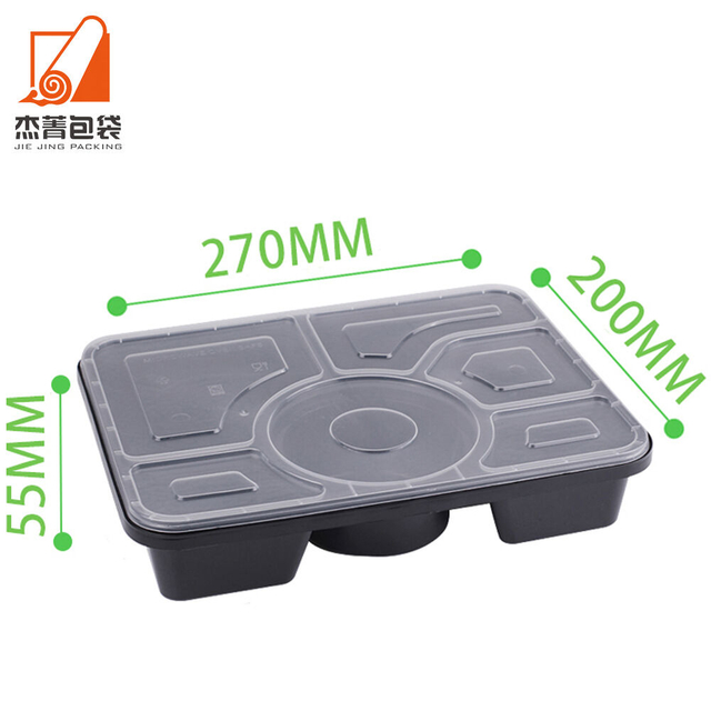 6 Compartment Disposable Takeaway Food Box With Lid Microwaveable Lunch Box
