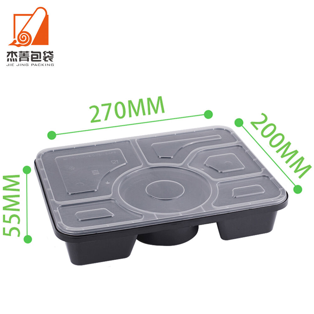 6 Compartment Disposable Takeaway Food Box With Lid Microwaveable Lunch Box