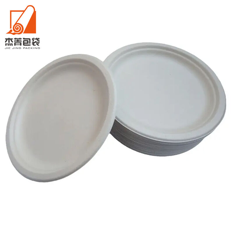 Sugar Cane Pulp Environmentally Friendly Disposable Biodegradable Compostable Round Dinner Plate