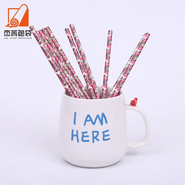 Cheap Paper straw Custom color printed disposable paper Straws Biodegradable party straws