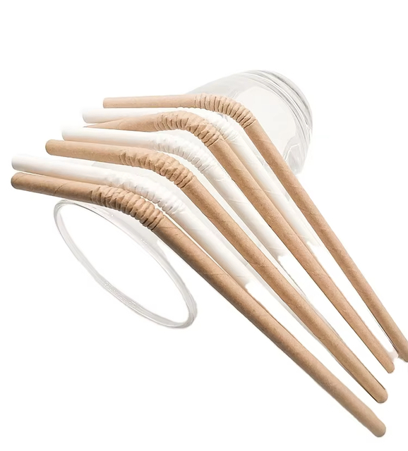 Food Grade 4 Layer Mulit Color Flexible Bendable Paper Straws Eco-Friendly Disposable Custom Printed Bendy Paper Straw