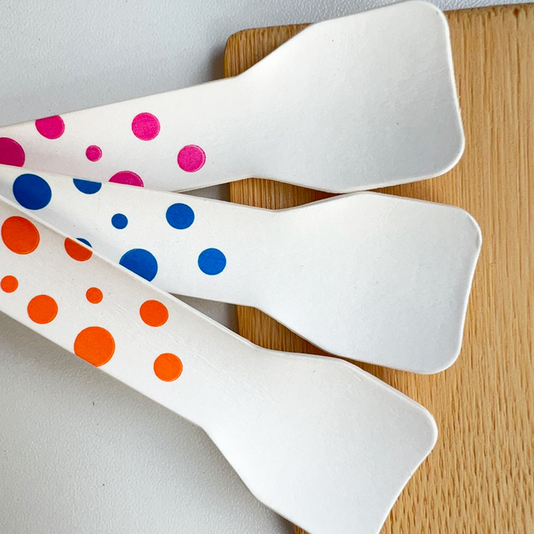 Eco friendly cheap dessert ice cream paper spoon disposable cutlery with custom