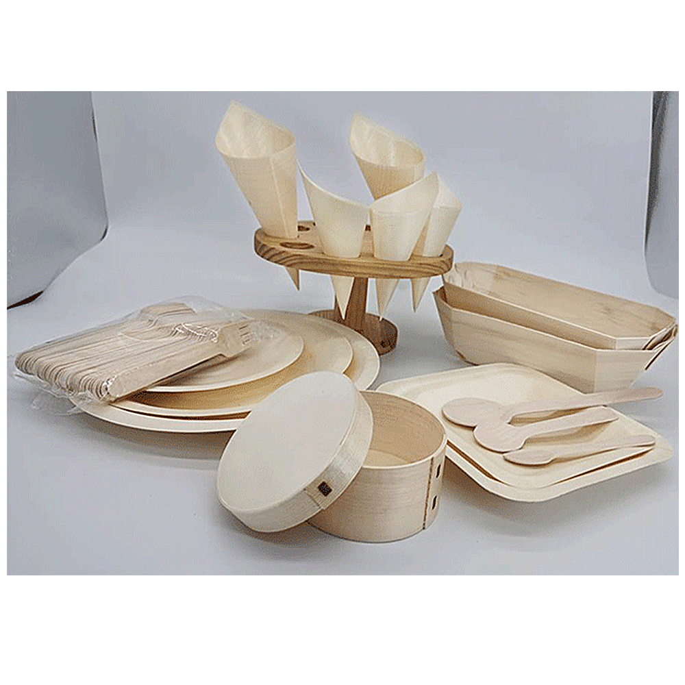 Disposable fork spoon knife plates paper wooden bamboo utensils dinnerware cutlery tableware set