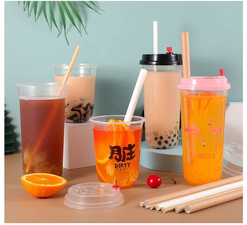 Degradable kraft paper straw independent packaging can be customized high temperature resistant disposable paper straw