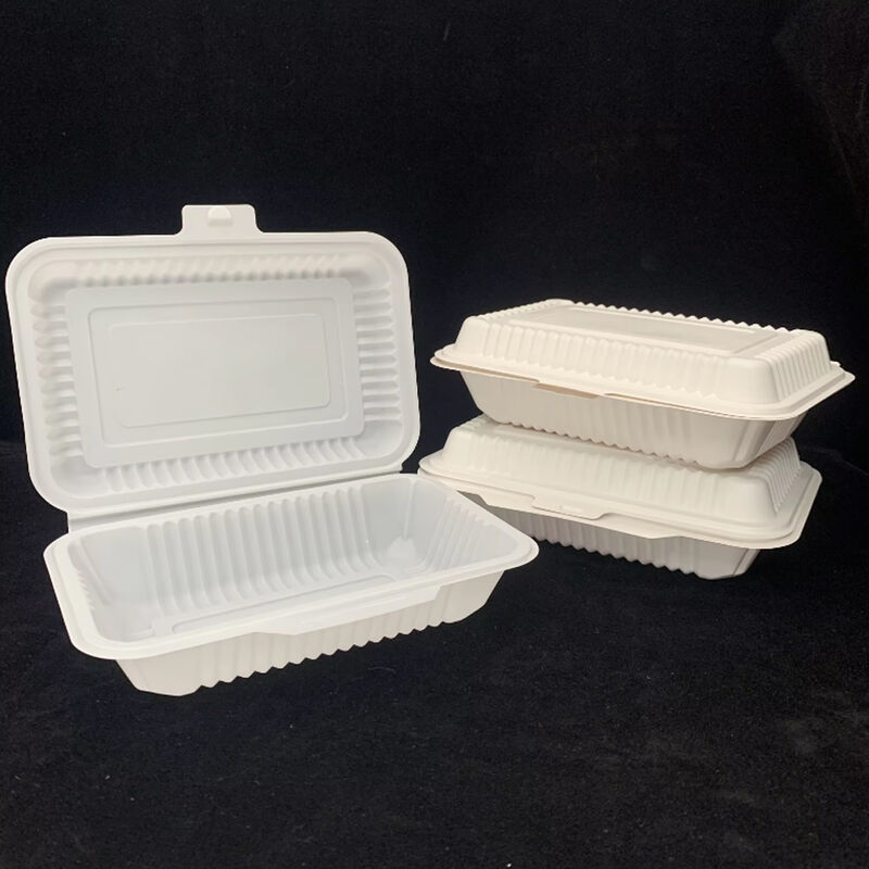 Bio-Based 6.5 Inch Takeaway Biodegradable Cornstarch Catering Lunch Food To Go Box Container Disposable Food Takeaway Packaging