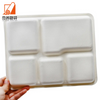 Wholesale Disposable White 5 Compartment Rectangular Sugarcane Pulp Bagasse Oval Tray