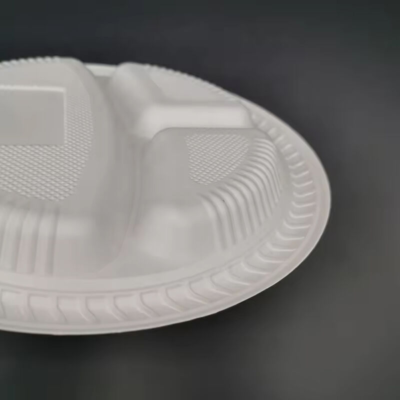 8 Inches 3 Compartment Plate Corn Starch Food Tray Disposable Biodegradable Compartment Dinner Plates