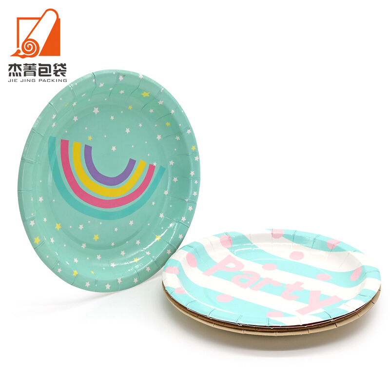 Factory price Paper plates Printed circular birthday party decoration disposable paper plates