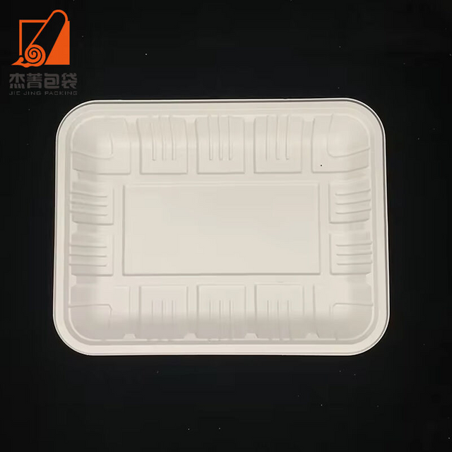 Custom Supermarket Disposable Sealable Rectangular Corn Starch Takeaway Fresh Food Packing Trays Plate Biodegradable Meat Tray
