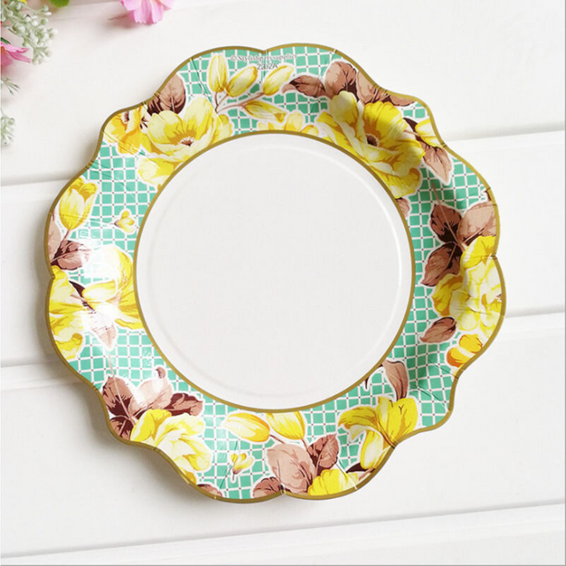 New Arrivals Vintage Flower Disposable Party Dessert Cake Plates
