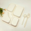 Eco-friendly Biodegradable 5 Compartment Takeaway Lunch Box Disposable Cornstarch Bento Box for Restaurant