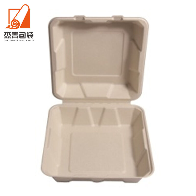 Biodegradable To-go Food Containers Bio-degradable Restaurant Containers Lunch Hamburger Box Bagasse Pulp Ecofriendly Disposable