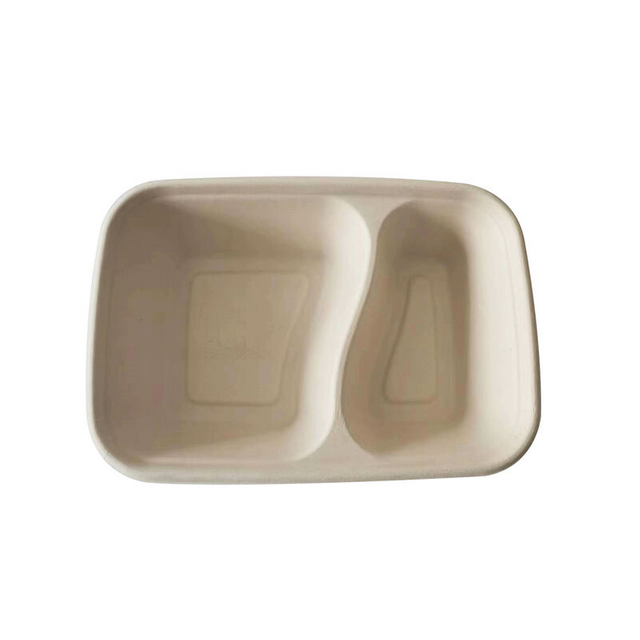 High quality Biodegradable rectangular style bagasse Sugarane meal box disposable bagasse pulp box for food