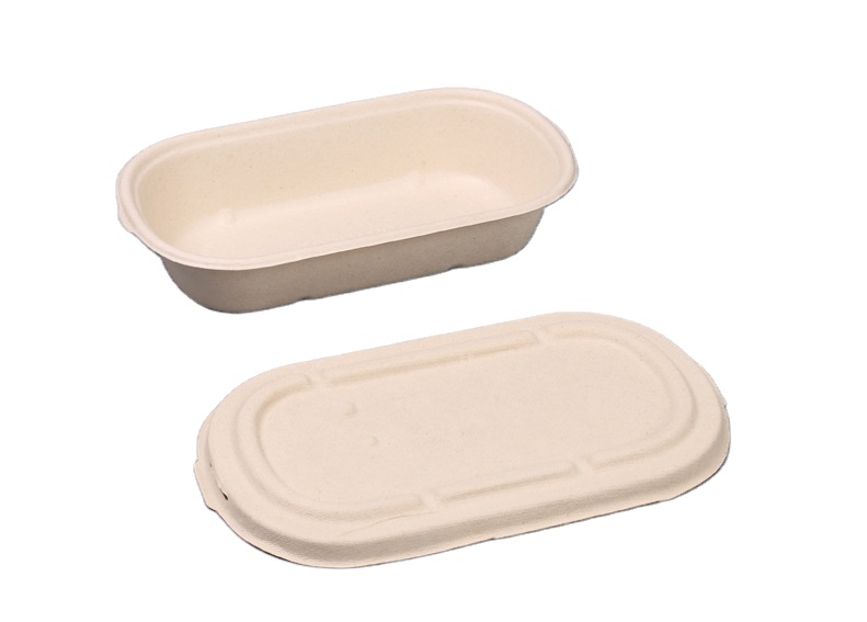 1000ml 33OZ Bagasse Salad Bowl Sugarcane Food Container with Lid