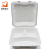Biodegradable bagasse pulp takeout lucn box 8 inch 3 compartment sugarcane food container
