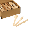 Ready Bulk Eco-friendly Birch Wood 216pcs 160mm Wooden Fork Spoon Knife Set Disposable Wooden Cutlery Sets