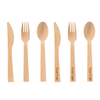 Portable wood effect travel cutlery set with individual paper wrapped wood fiber cutlery