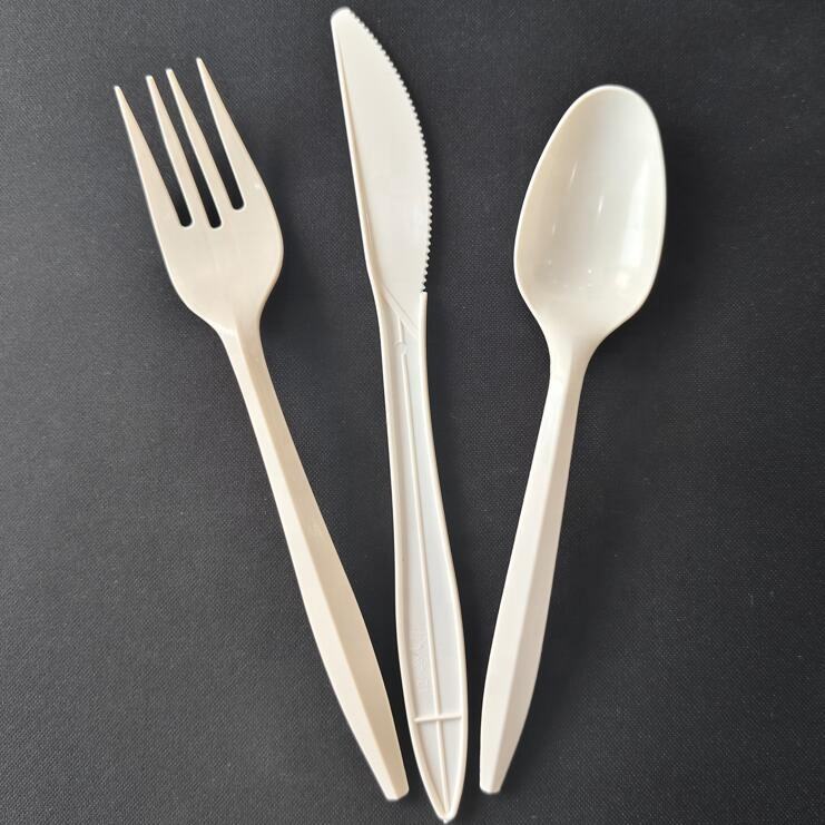 Wholesale biodegradable corn starch plastic knife fork spoon eco- friendly plastic cutlery compostable plastic tableware