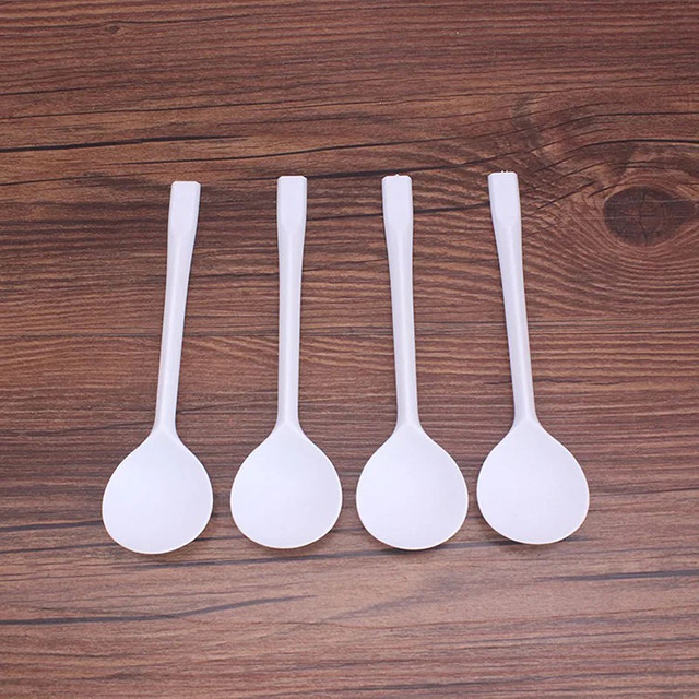 Custom Printed LOGO Packaged Eco-friendly Knife Fork Spoon Tableware Biodegradable Heavy Duty Cornstarch Spoon