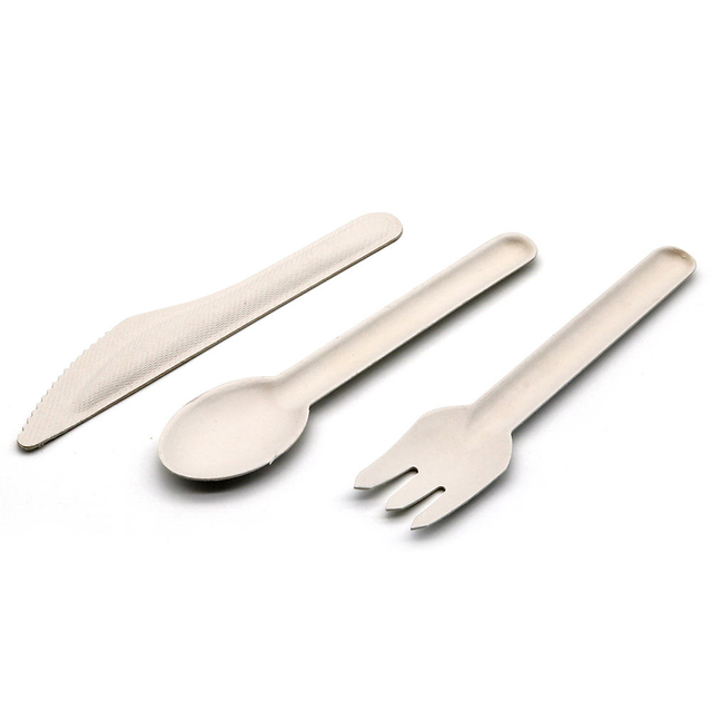 Biodegradable Disposable Utensils Knife Fork Spoon Set Sugarcane Bagasse Cutlery sugarcane fork knife spoon cutlery