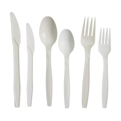 Großhandel Custom Eco Einweg PLA Besteck Set Party Hochzeit Picknick Restaurant Einweg Kunststoff Geschirr Gabel Löffel Messer