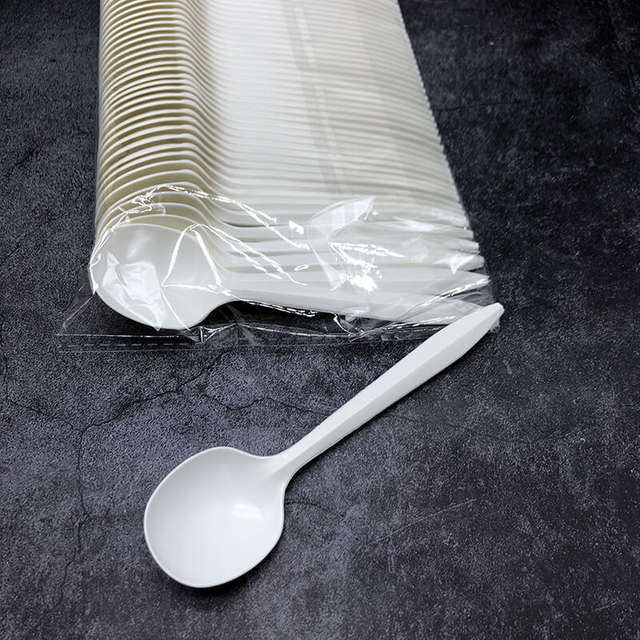 Einweg-Besteckset aus Hartplastik Kompost ierbare Löffel Schwergewicht Pink Green