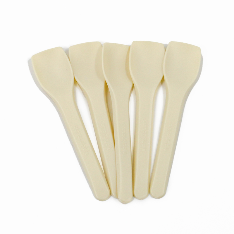Individually Wrapped Cutlery Disposable Ice Cream Spoon PLA Colorful Ice Cream Tasting Spoons