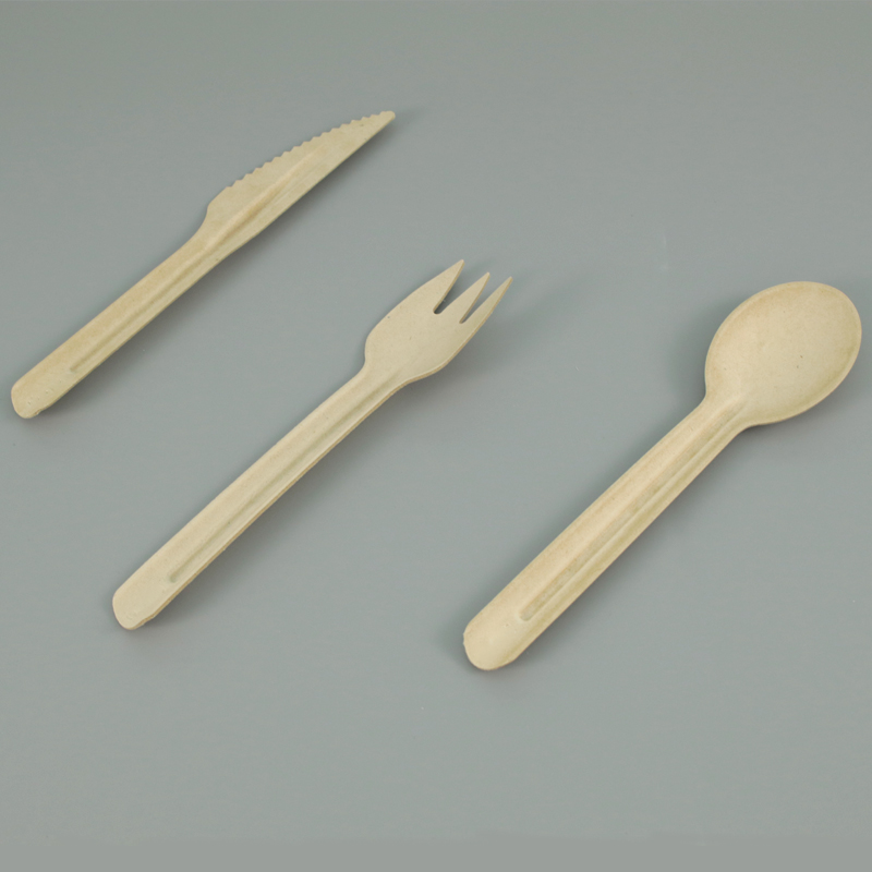 Biologisch abbaubares kompost ier bares Zuckerrohr Bagasse Papier Besteck Faser Zellstoff Gabel Messer Löffel Besteck