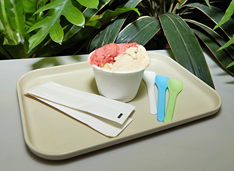Compostable Individually Wrapped Cutlery Disposable Ice Cream Spoon PLA Colorful Ice Cream Tasting Spoons