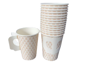 Einweg-Pappbecher mit Griff Perfekt für heiße Getränke Tee-und Kaffeegriff-Pappbecher Individuell bedruckte Pappbecher
