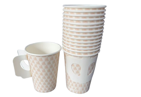 Einweg-Pappbecher mit Griff Perfekt für heiße Getränke Tee-und Kaffeegriff-Pappbecher Individuell bedruckte Pappbecher