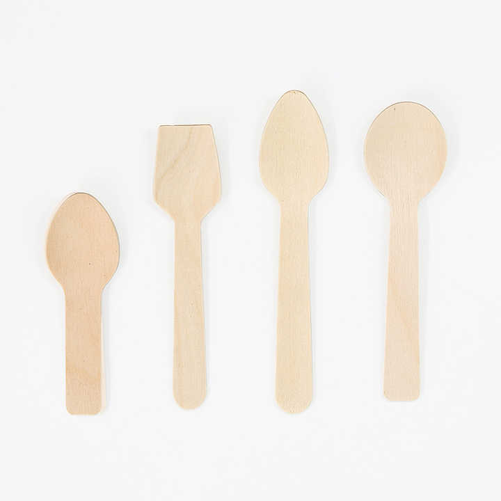 Wholesale Mini 95 100 110 mm Wooden Ice Cream Spoon Mini Wooden Spoons with a Grade