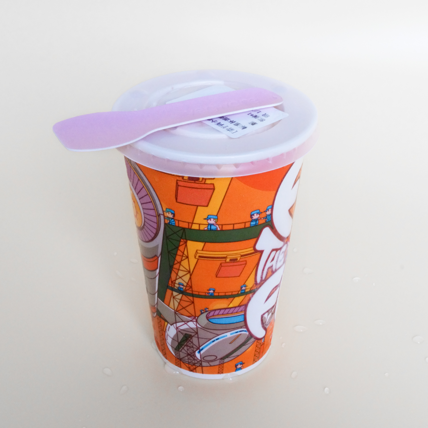 Pappbecher mit Deckel und Löffel laminierte Papier box für Tasse und Löffel
