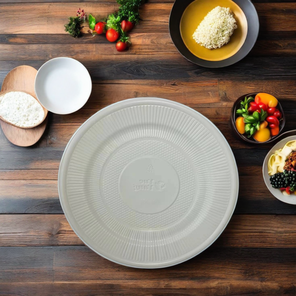 Biodegradable Disposable 6 7 9 Inch Cornstarch Corn Starch CPLA Plastic Round Plates Plastic Plates for Wedding