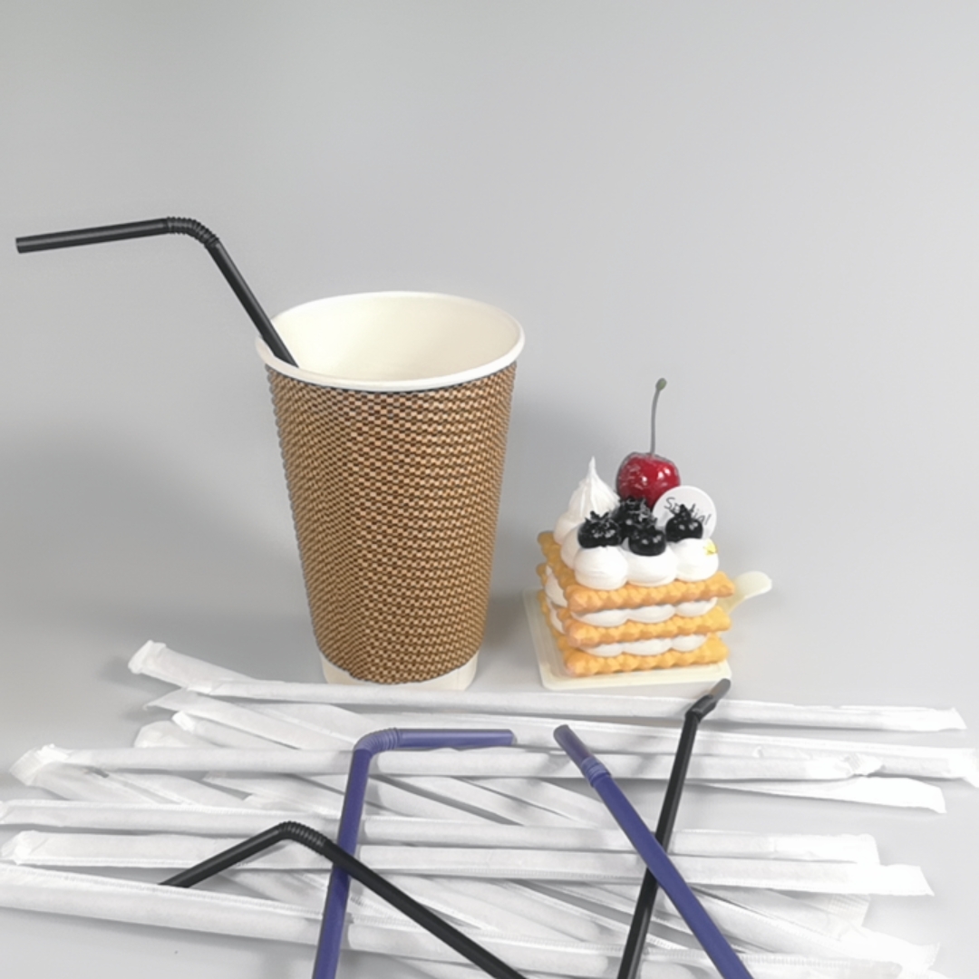 100% Biodegradable Pla Straw Disposable Drinking Straws Eco-Friendly Individual Packing 6mm 8mm Diameter for Bar Parties Camping