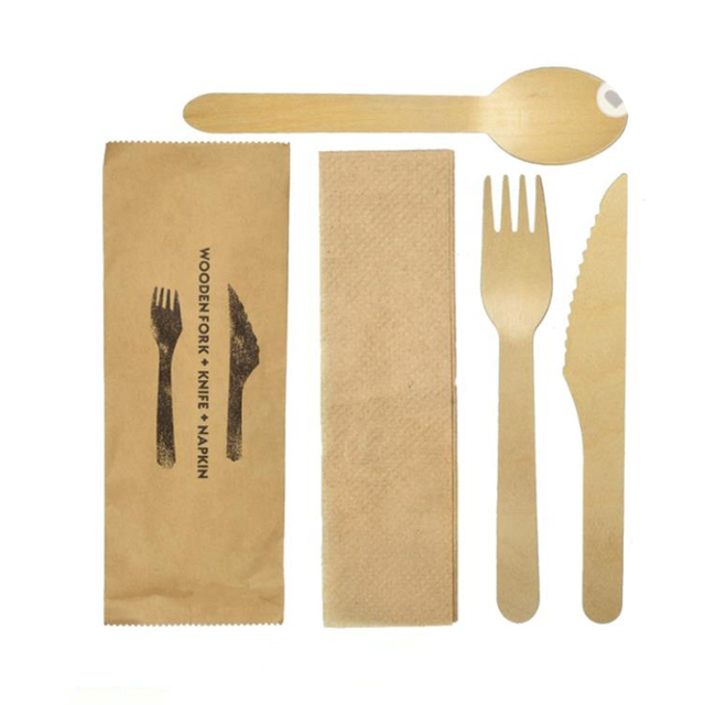 Restaurant Disposable Cutlery Wooden Spoons Wood Knife Fork Spoon