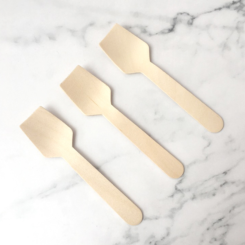 Healthy Biodegradable Disposable Wooden Spoon Customized Shape Wooden Spoons