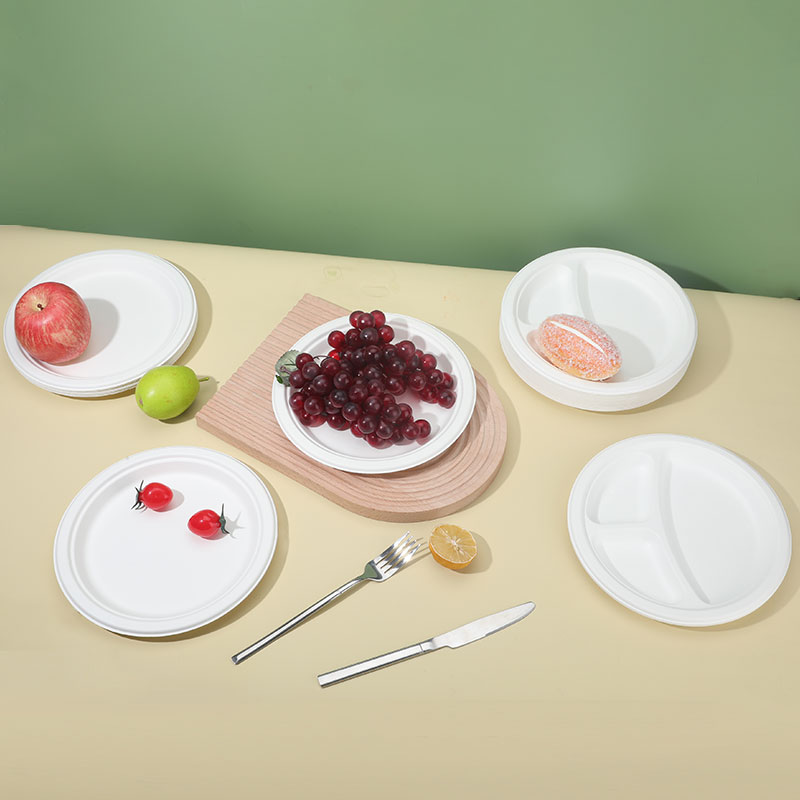 Biodegradable Disposable Sugarcane Wedding Plates Disposable Set Pulp Disc Tableware Cake Picnic Thickened Disposable Plate