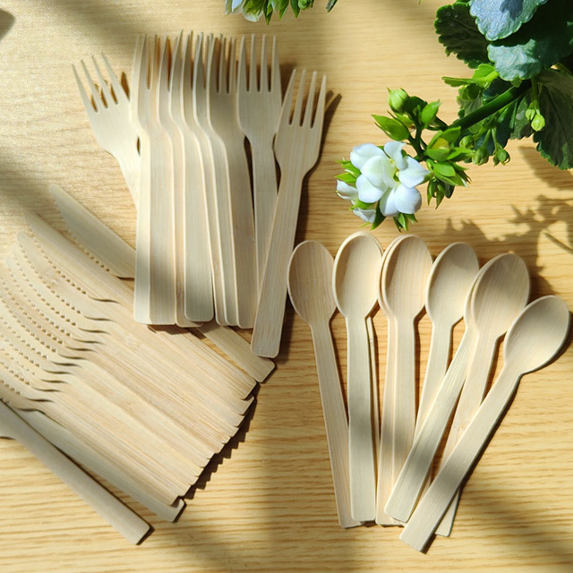 100% Biodegradable Factory Price Single Use Fork Spoon and Knife Suitable Cutlery for Restaurant Camping