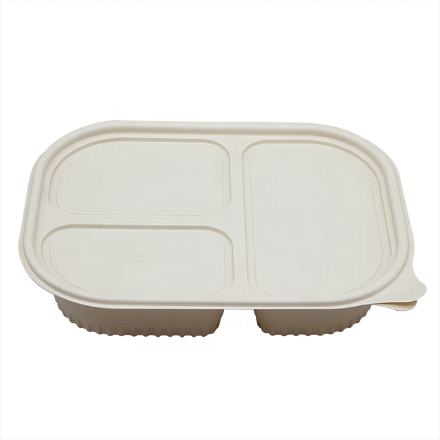 Biodegradable Cornstarch Meal BoxTakeout Food Box Three Compartment Box