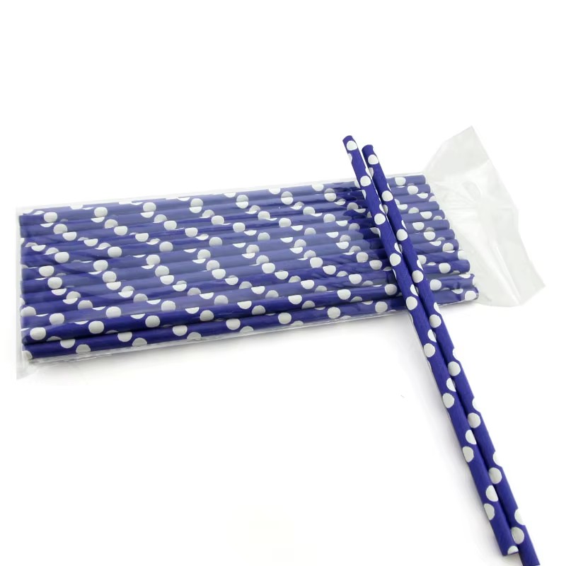 Factory Custom Eco Friendly Biodegradable Logo Printed Striped Drinking Paper Straw