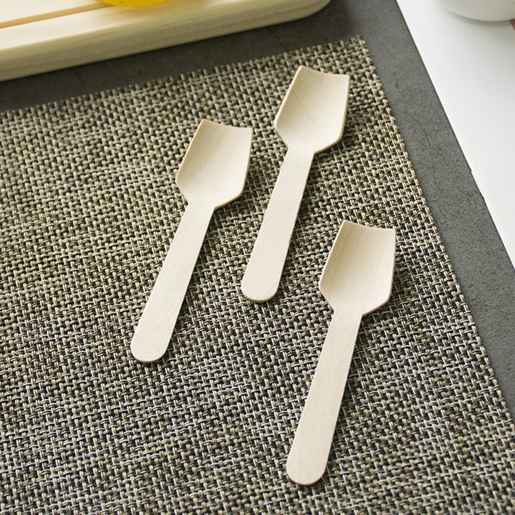  High Quality Eco-Friendly Custom LOGO Disposable Mini Wood Spoon Tasting Ice Cream or Tea Small Round for Dessert
