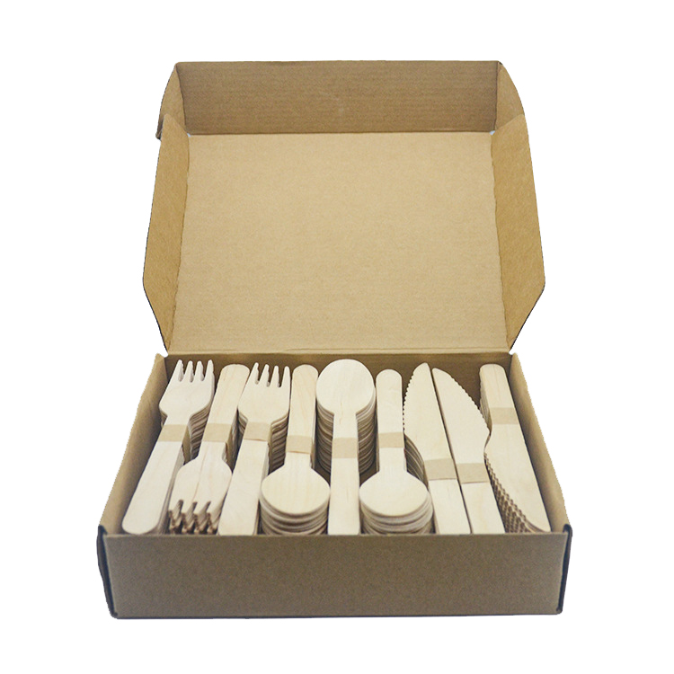 Biodegradable Wooden Disposable Cutlery Sets Knife Spoon Fork Wholesale Custom