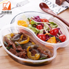 Disposable Double-layer Sandwich Compartment Plastic Takeaway Lunch Box Individually Lined Tray Without Lid Box
