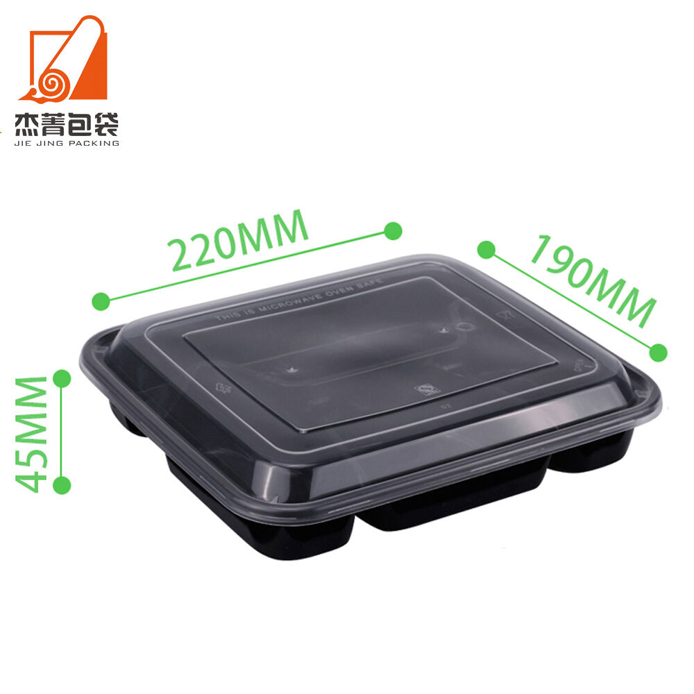 Disposable Microwave Thickened PP Transparent Food-grade One-piece Lid Four Compartments Fast Food Takeaway Lunch Box