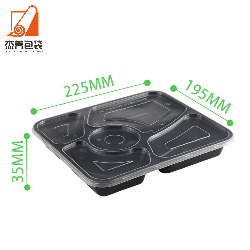New Microwaveable 5 Compartment Plastic Lunch Takeaway Box With Lid