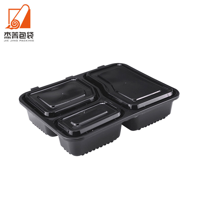 Microwave Rectangular Meal Prep Food Container Disposable Plastic 3 Compartment Takeaway Lunch Box
