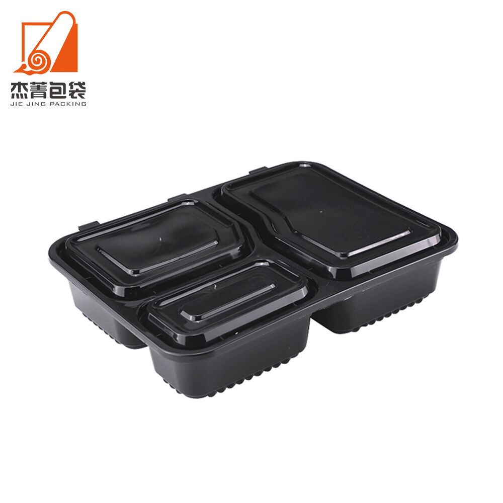 Microwave Rectangular Meal Prep Food Container Disposable Plastic 3 Compartment Takeaway Lunch Box