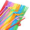 Colorful Disposable Flexible Plastic Straws Beverage Juice Creative Design Individually Wrapped Plastic Drinking Straws